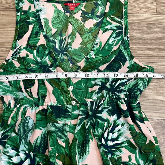 Guess Green & Pink Tropical Leaf Print Three Button Duster Cardigan - Picture 7 of 13